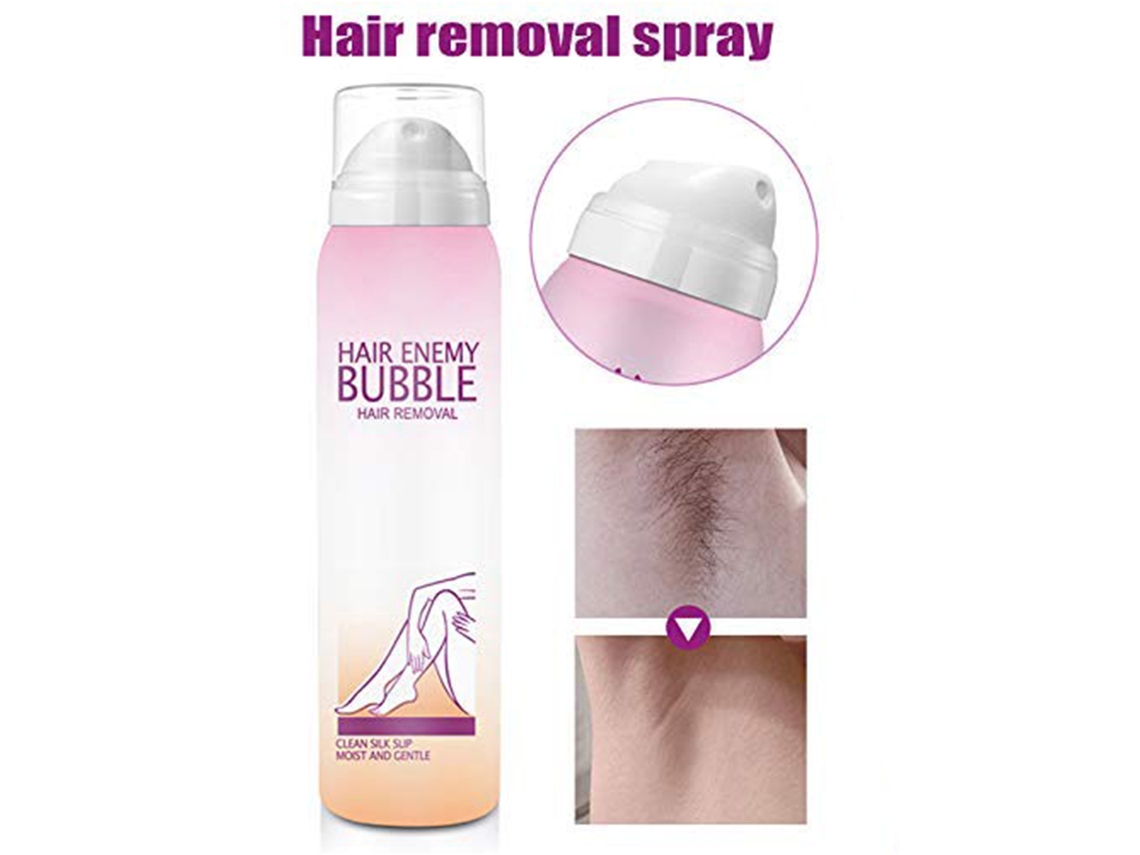 Creme depilatório em spray 98ml, espuma indolor para remover pelos do corpo, virilha e pernas.