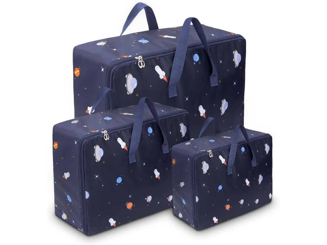 Conjunto De 3 Sacos Para Guardar Roupas Com Alças E Zíper, Para Mudança, Roupas, Travesseiros E Edredons, Resistentes E À Prova De Umidade