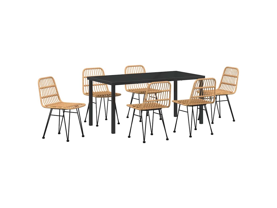 Maison Exclusive - Conjunto De Jantar Para Jardim 7 Pcs Castanho