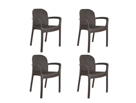 Cadeiras De Vime Para Jardim Ao Ar Livre 4 Cadeiras Marrons 53X58X83Cm Terraço Da Piscina GARDENLIFE