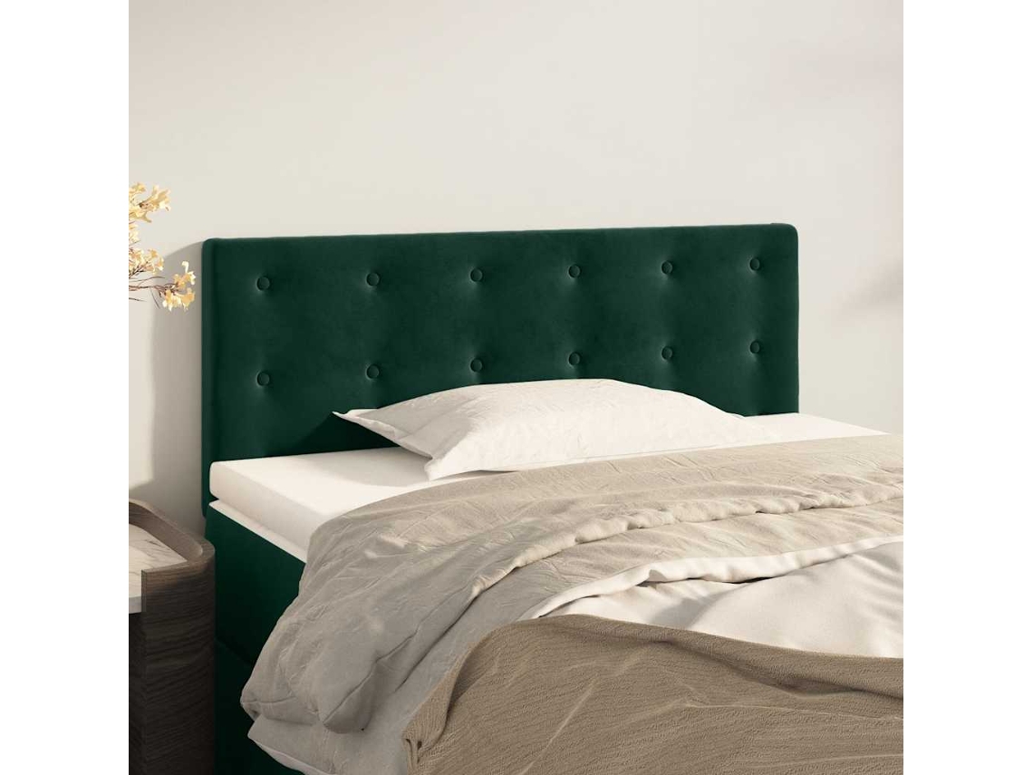 Vidaxl Cabeceira De Cama Veludo 100x5x78/88 Cm Verde-escuro