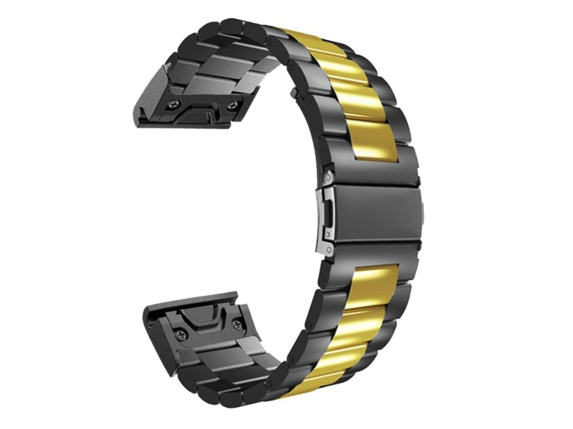 Bracelete Aço Inoxidável Adaptável Preto e Dourado para Garmin Forerunner 965