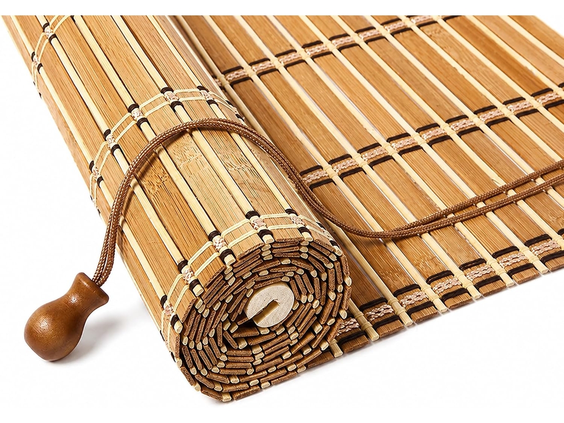 Cortina De Rolo De Bambu Feita Sob Medida Para Exteriores Proteção (f1-grande-creme-lf65)
