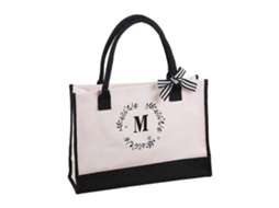 Bolsa de Lona com Inicial, Compras, Ombro Dobrável Versátil para Meninas e Mulheres, Moderna Estilosa. GOKOCO
