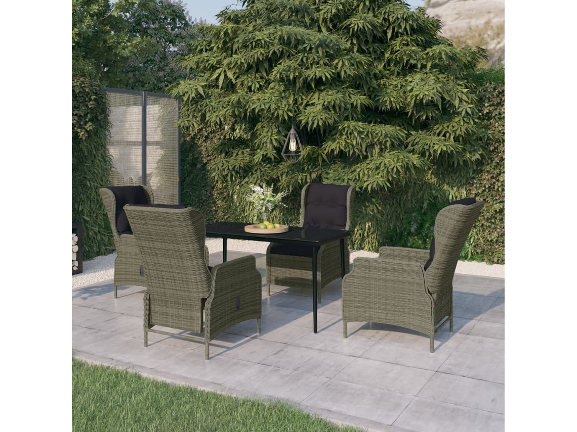 Vidaxl 5 Pcs Conjunto De Jantar Para Jardim Castanho
