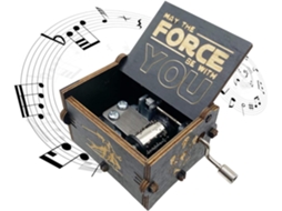 Caixa De Música De Madeira Com Manivela, Tema Star Wars, Miniatura Antiga Vintage Artesanal A Laser (preta)