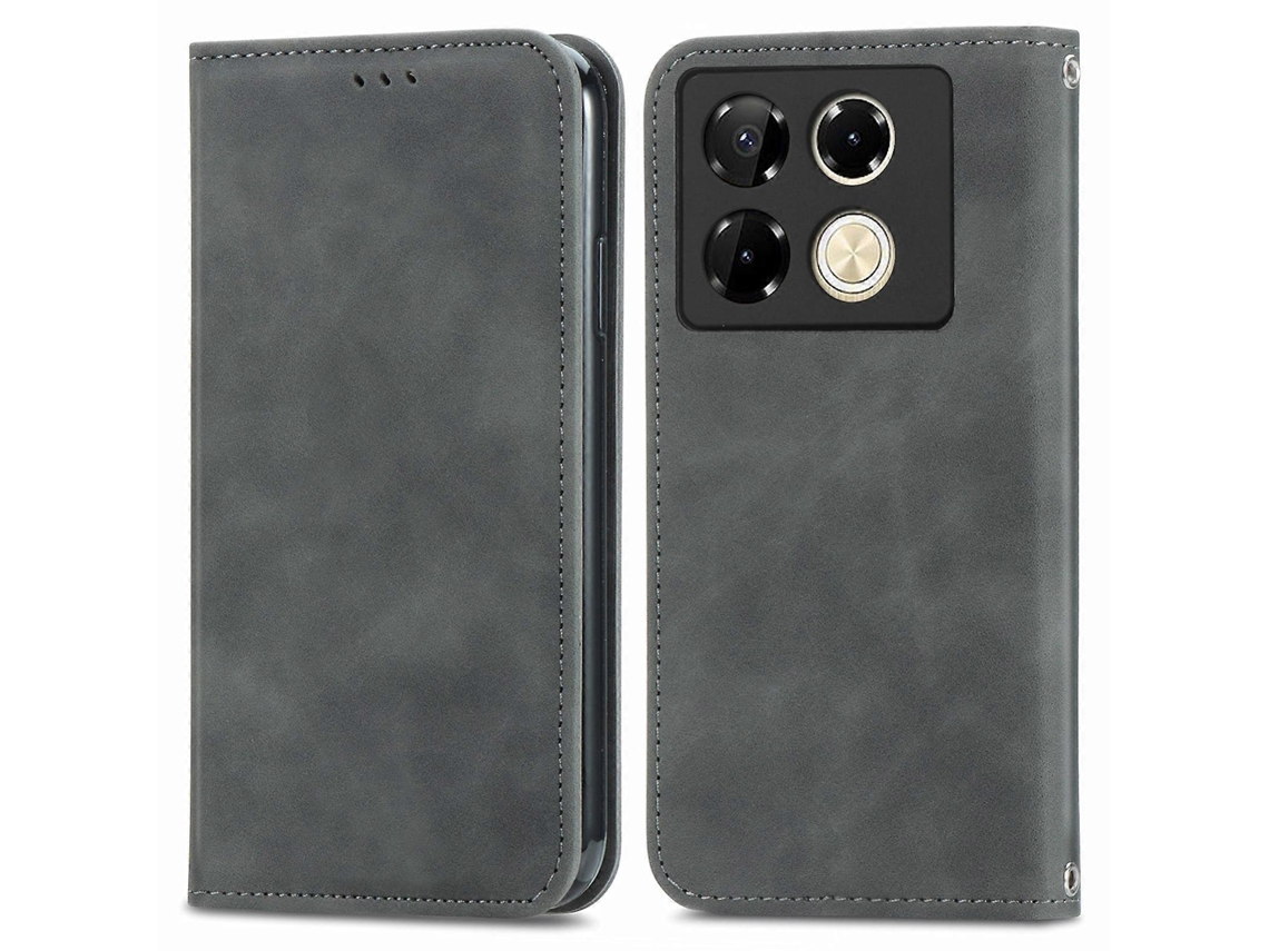 Capa De Celular Flip Magnética Em Couro Sintético Com Toque Retrô Para Infinix Note 40 Pro 4g