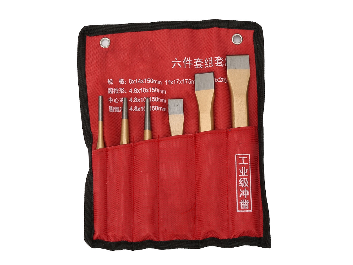 Conjunto De 6 Pontas De Martelo E Cincel De Aço Vanádio-cromo Industrial Forjado Durável