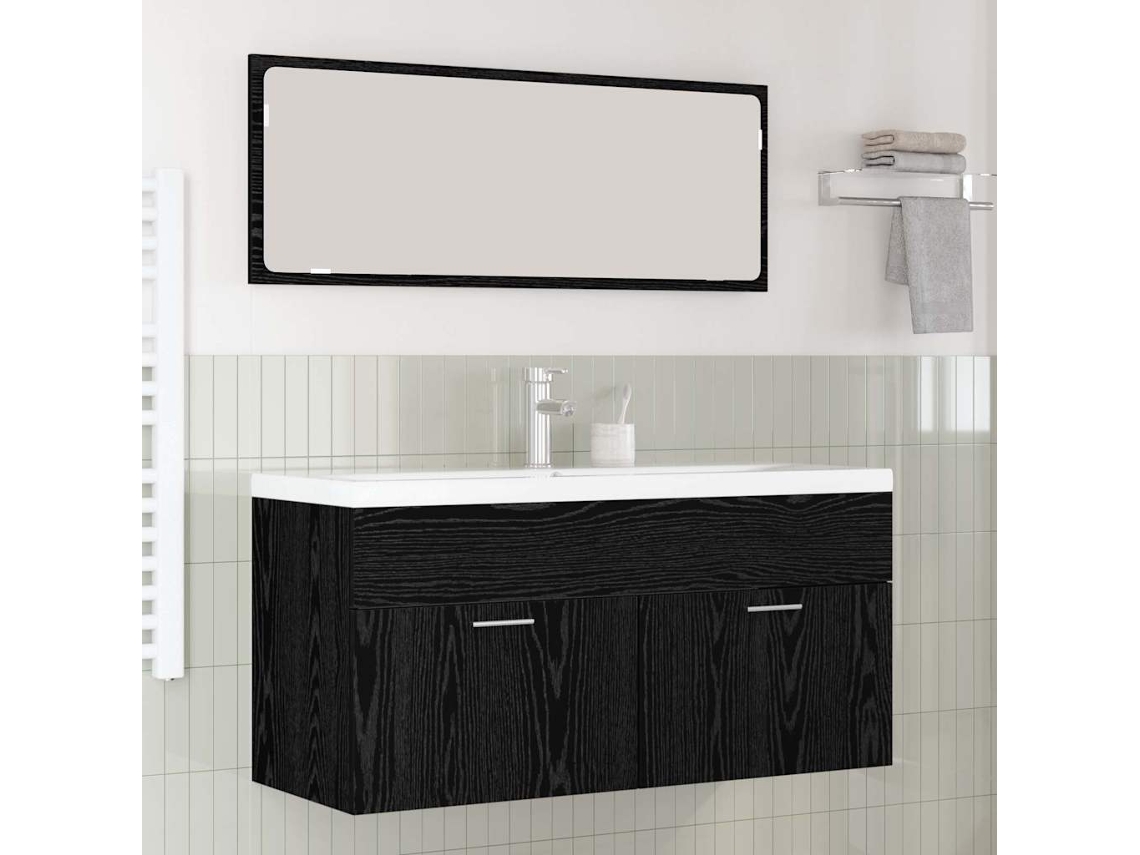 Vidaxl Armário De Banheiro Carvalho Preto 100 X 38,5 X 46 Cm