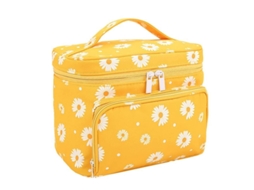 Bolsa de maquiagem grande com porta pincéis, viagem, amarelo | S/MARCA
