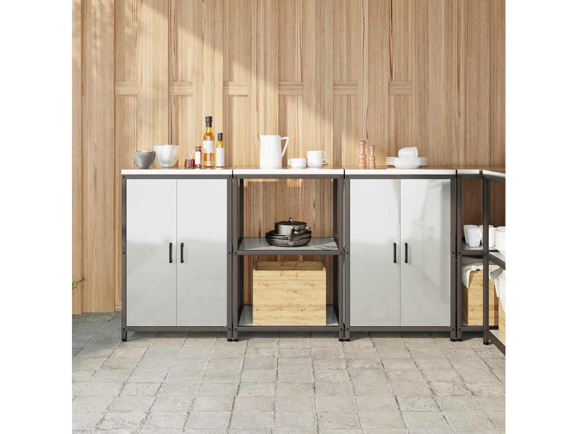 Vidaxl Conjunto De Armazenamento De Cozinha Hattem 3 Pcs Prateado
