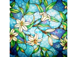 Película De Privacidade Fosca Com Adesivos Decorativos Florais Para Janelas 44,5 X 200 Cm Jun Aquaforge