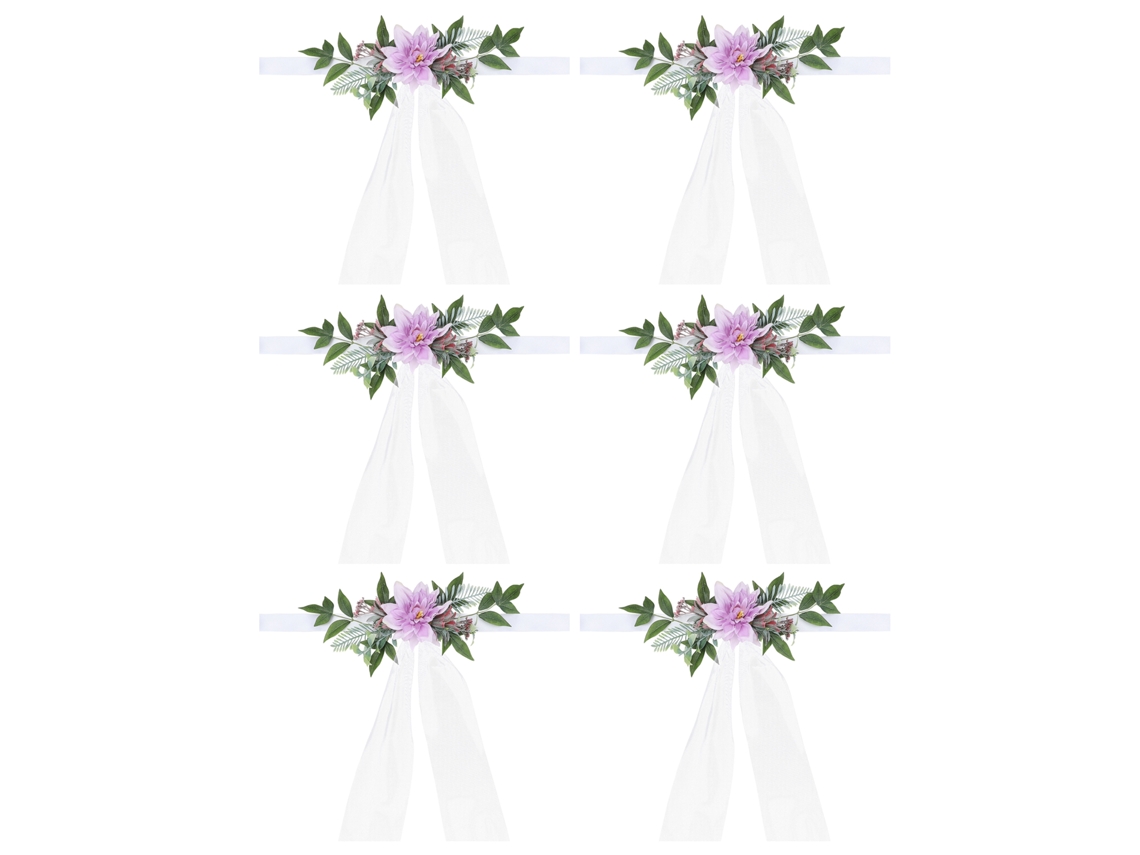 Laxiscreed Jogo De 6 Flores Artificiais Para Decoração De Cadeiras Em Casamentos E Festas