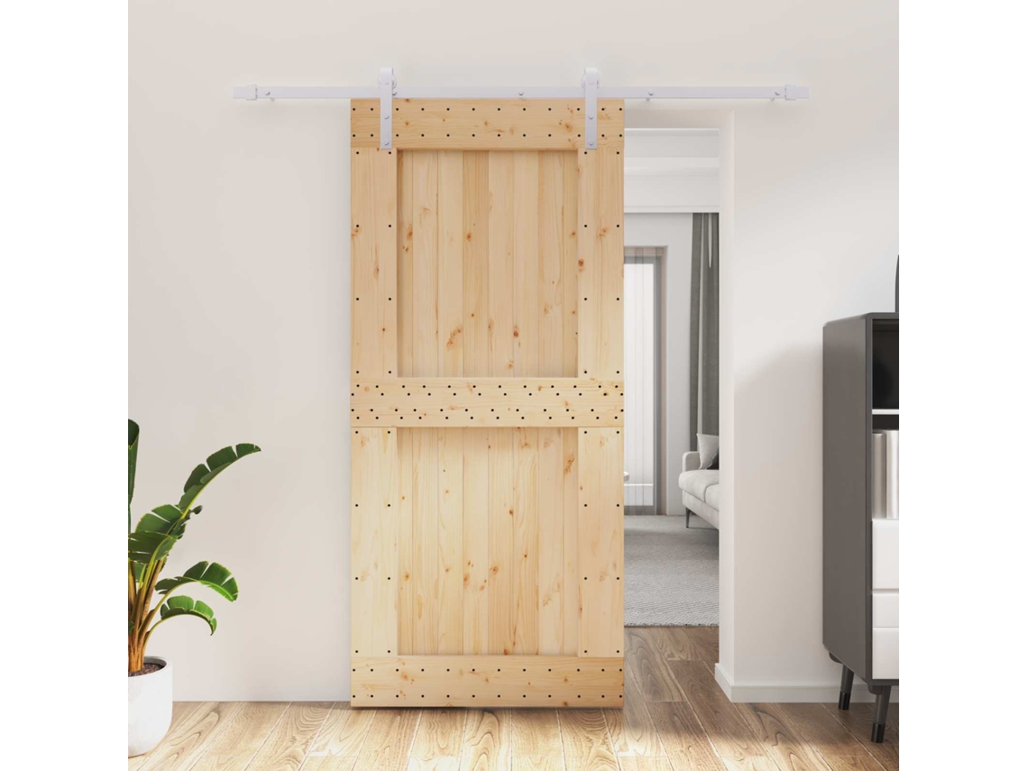 Vidaxl Porta Deslizante Natural E Branco 95 X 210 Cm