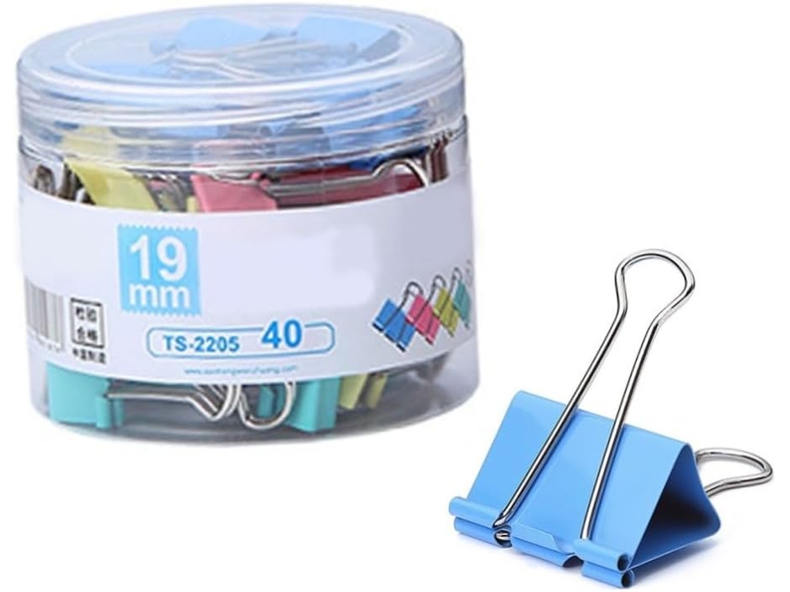 Conjunto de 40 prendedores de metal para macarrão, 19 mm, para uso em mesas e na escola. Prendedores de papel que mantêm os arquivos organizados.