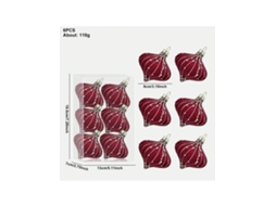 Bola De Amêndoa Pintada Flocada, 8 6pcs Bola De Amêndoa Flocada Bordeaux Igvtrade