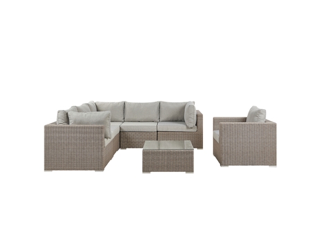 Conjunto de Relax BELIANI (244 x 244 x 68 - Rattan Sint?tico - Cinzento)