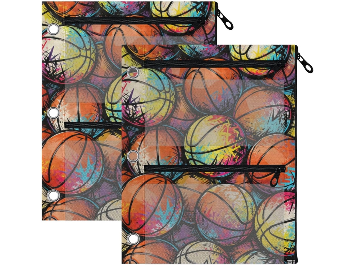 Pasta Com 3 Argolas E Estampa Retrô De Basquete