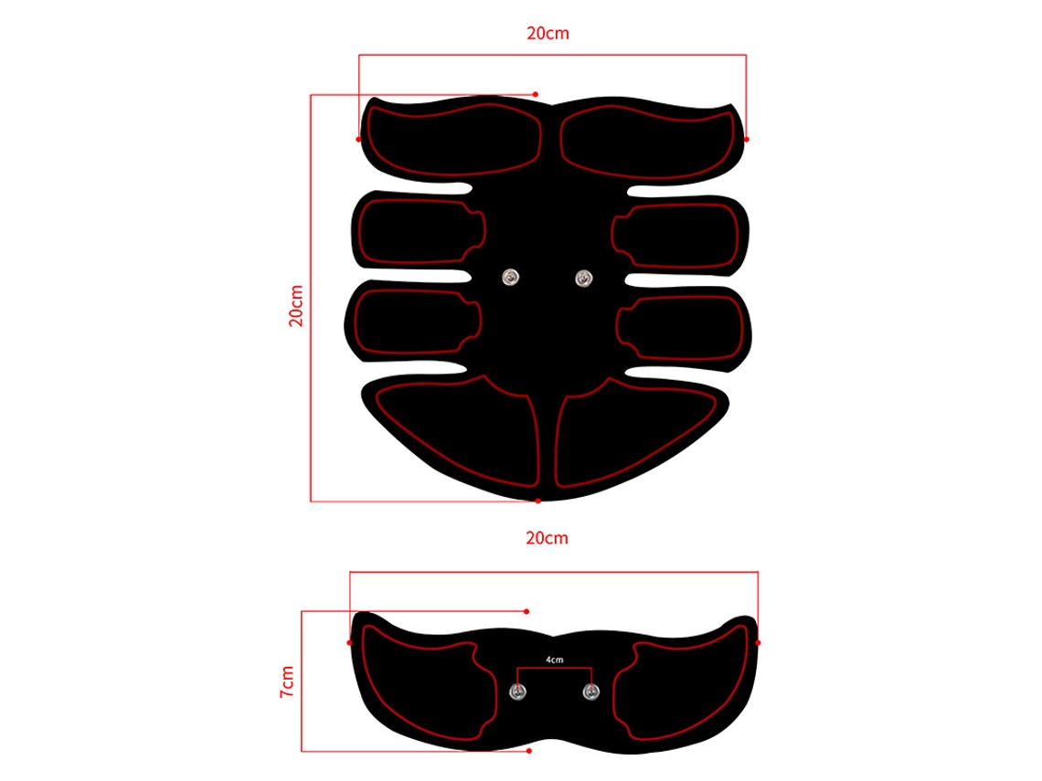 Estimulador Muscular Abdominal Ems Para Academia Em Casa - Conjunto Vermelho De Três Peças