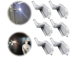 Conjunto De 6 Luzes Led Com Sensor Dobradiça Para Armário Noturnas