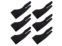 Lurelia, Luva Artística, 6 Peças, 20,00×8,50×0,30cm, Preto, Dois Dedos, Elástica, Respirável