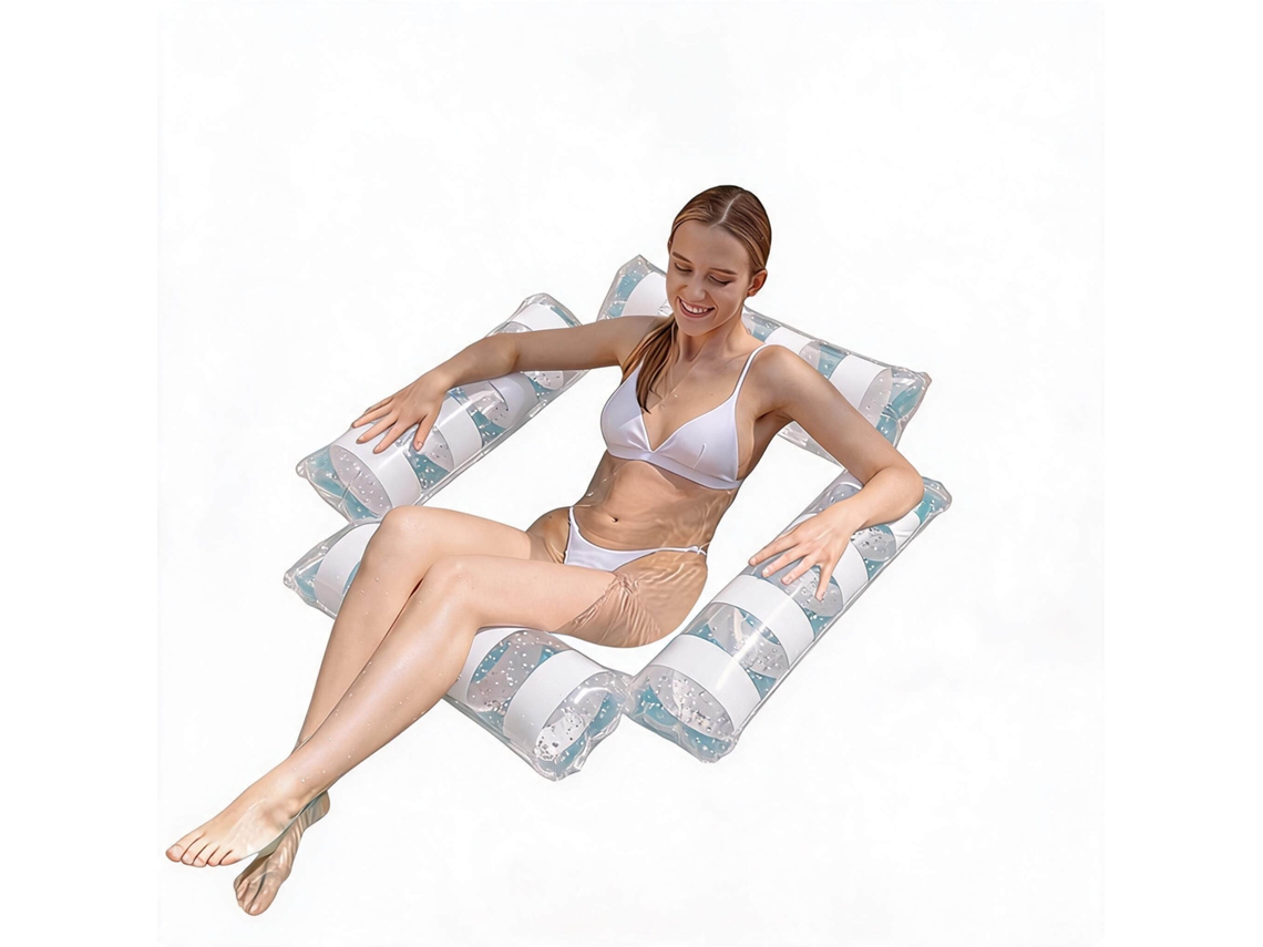 Anel de Natação Flutuante para Adultos Relaxarem na Piscina e na Praia HENTEN HOME 104x104 Cm Branco