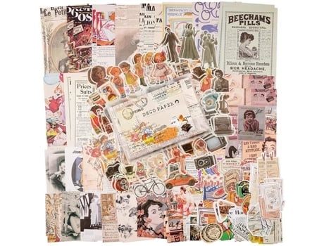 200pcs Etiquetas De Scrapbooking Papel Vintage Adesivos Materiais De Scrapbooking Diy Decorativos Para Caderno Diário -b