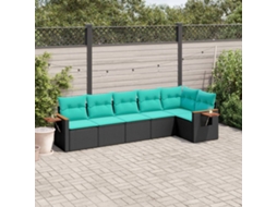 Vidaxl 6 Pcs Conjunto de Sofás P/ Jardim C/ Almofadões Vime Pe Preto