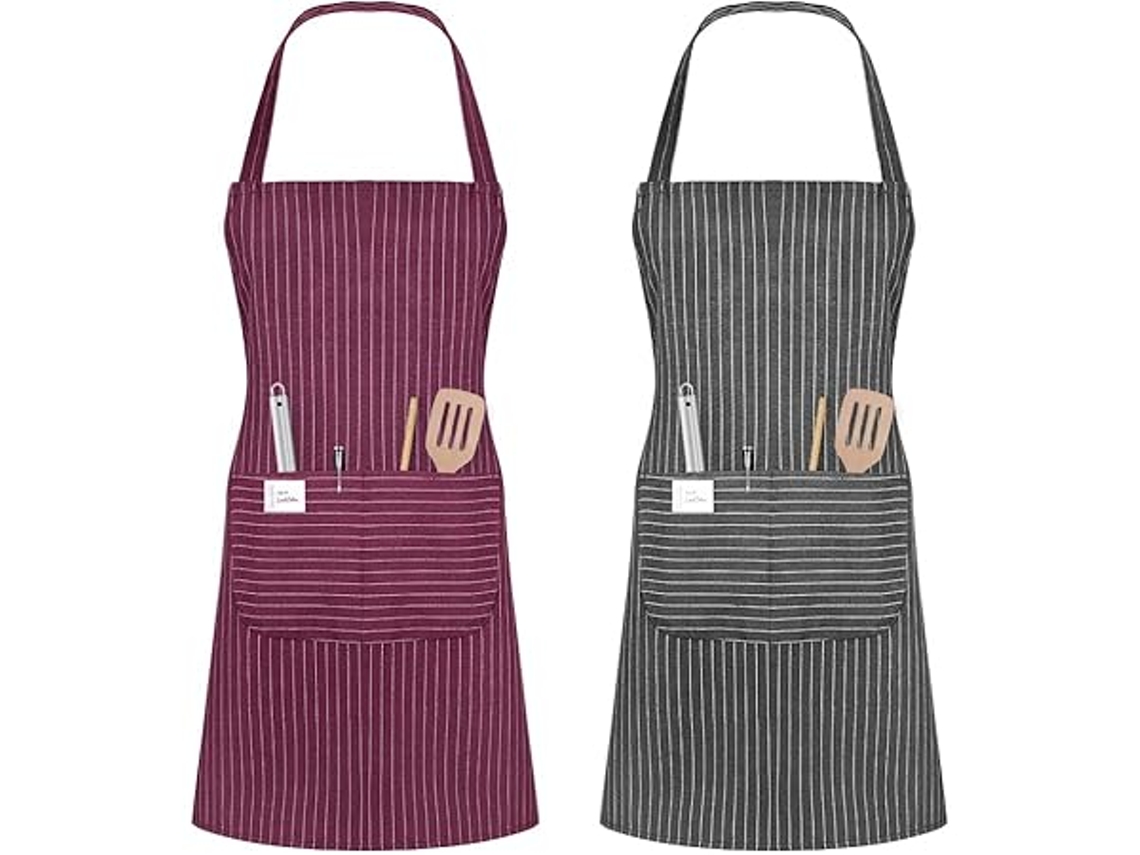 Conjunto de 2 Aventais de Doméstica ajustáveis, laváveis, não desbotam, STELASPLEN