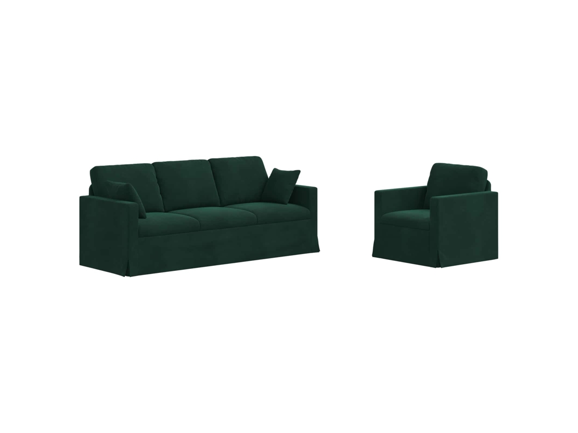 Maison Exclusive - Conjunto De Sofás 2 Unid. Verde Escuro Veludo
