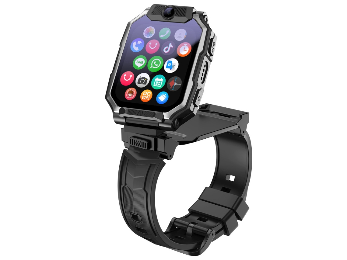 (preto) Smartwatch Infantil 4g Com Pulseira Para Pescoço E Câmera Dupla