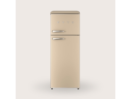 Geladeira Evvo F45 Retro Bege 2 Portas, Geladeira 170 Litros, Freezer 45 Litros, Design Vintage, Gaveta Crisper Zone, Sem Gás Cfc, Silencioso