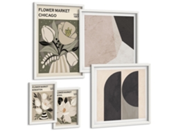 Um Conjunto De Imagens Decorativas Em Uma Moldura Família, Amor, Lar, Aconchego Moldura Branca Pinturas De Quarto Espelharte (conjunto De 5 Imagens)