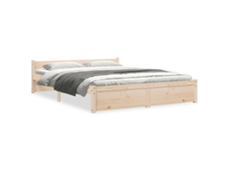 Bed Frame, Bed Frames Vidaxl Marrom Madeira (135 X 190 Cm)