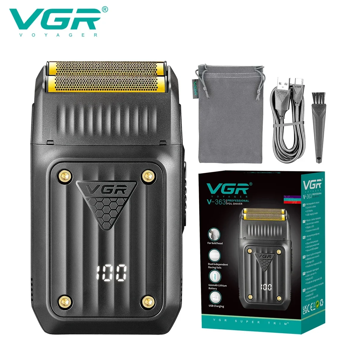 (com Caixa) Barbeador Elétrico Masculino Com Visor Digital