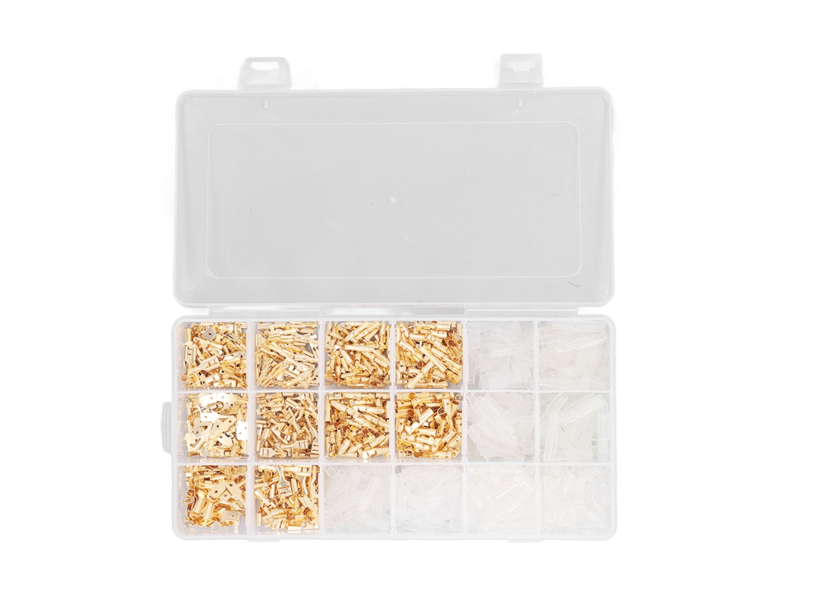 Kit De 1000 Terminales Lâmina Macho Fêmea De Ouro Com Isolação Pvc Retardante À Chama