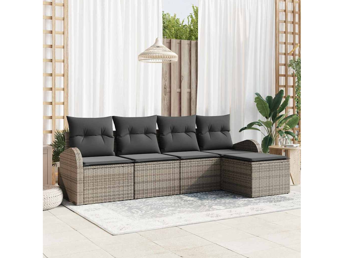 Vidaxl Conjunto De Sofás 5 Unid. Cinzeto Vime Pe