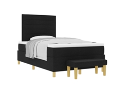 Cama Box com Colchão e Cabeceira Preto 120x200 cm Tecido MAISON EXCLUSIVE
