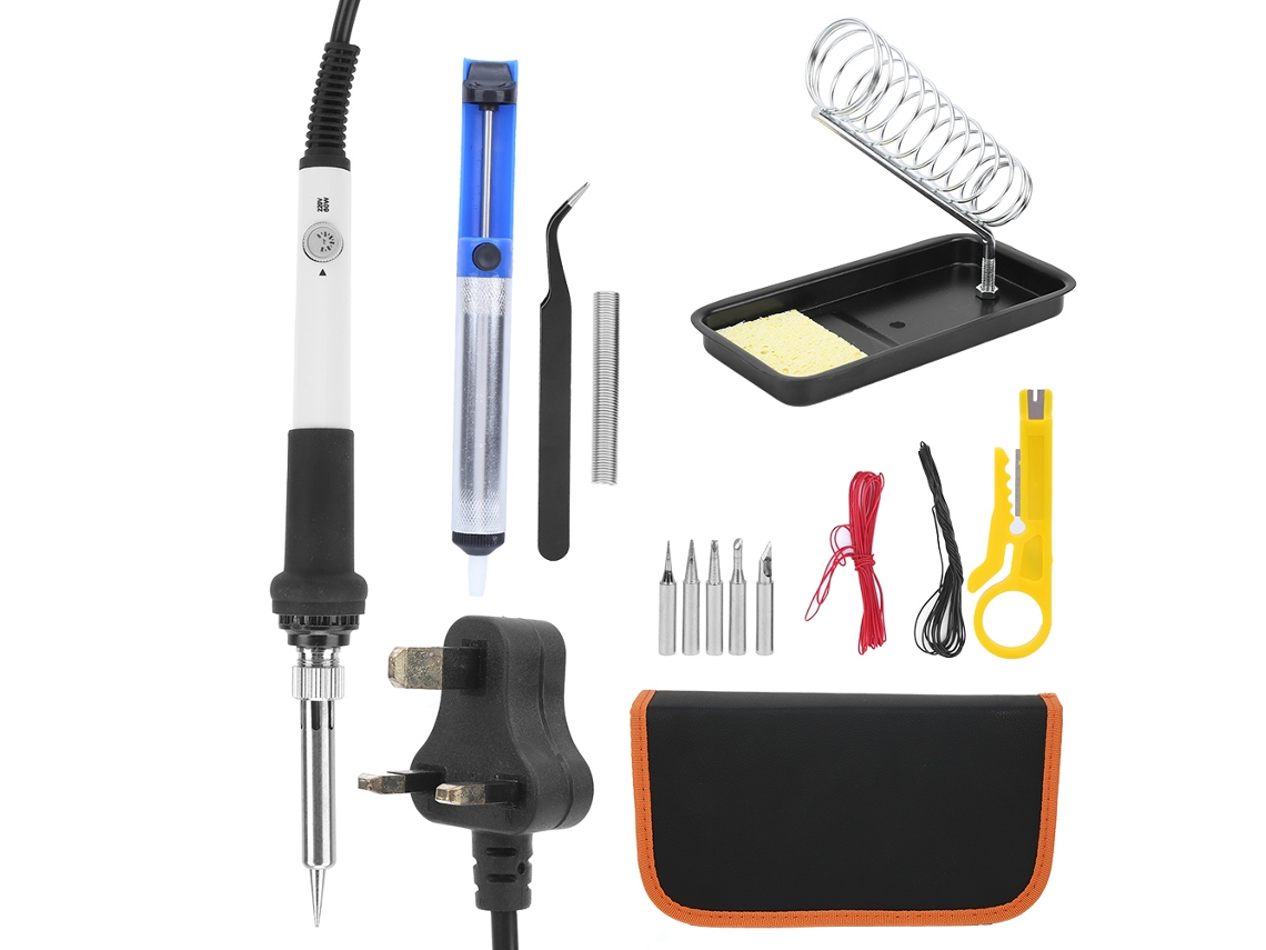 Conjunto de Ferramentas de Solda Elétrica Ajustável 60w 15 Peças Plugue Uk 220v