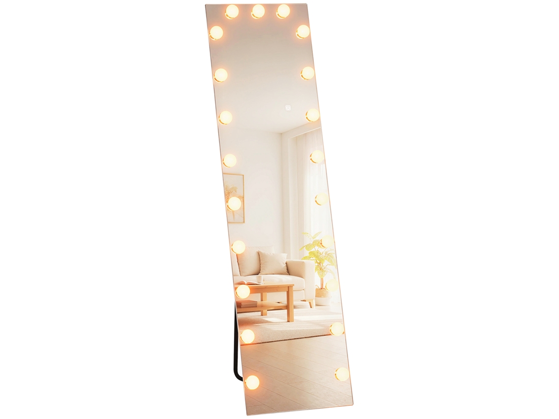 Espelho de Corpo Completo Rgb Led Espelho Permanente com 21 Lâmpadas 7 Cores Luz Função de Memória do Interruptor Toque Ge