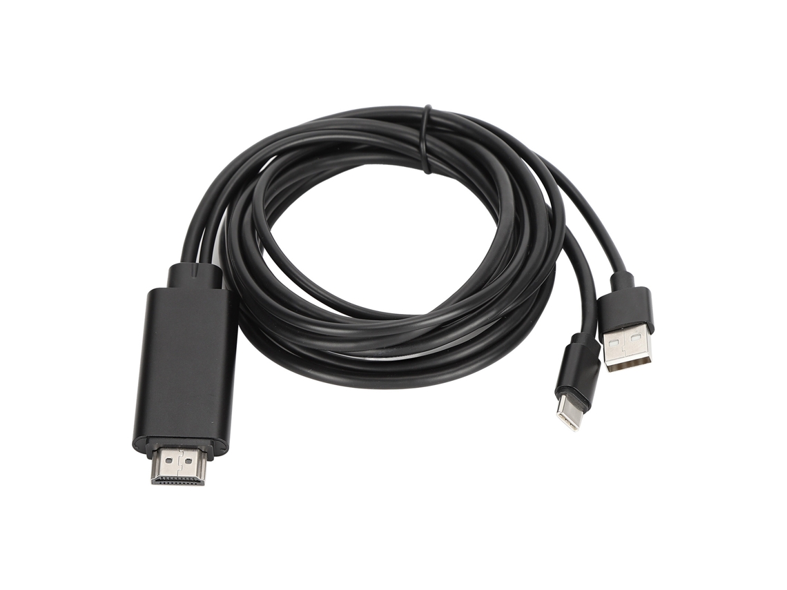 Cabo de interface multimídia Type C 4K, 1,8 m, para sincronização entre celular e HDTV CHABERLU