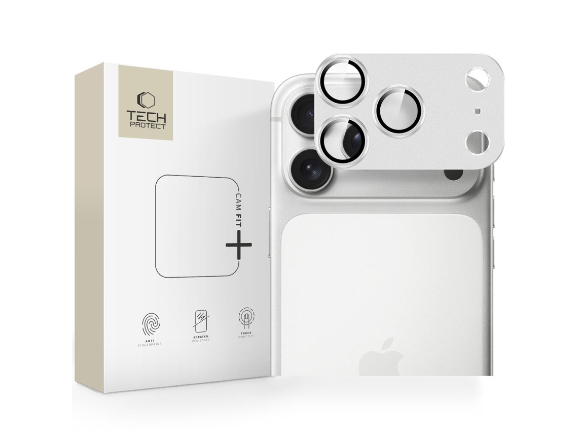 Capa Protetora De Câmera Tech-protect Camfull Fit Para Iphone 17 Pro Max, Cor Prata.