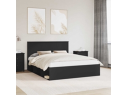 Vidaxl Estrutura Da Cama Preto 160 X 200 Cm Madeira De Pinheiro Sólida