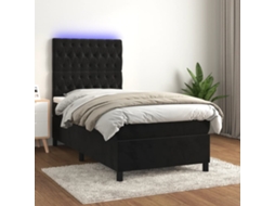 Vidaxl Cama Box Spring C/ Colchão/led 80x200 Cm Veludo Preto