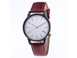 Relógio de pulso masculino com pulseira de couro PU, mostrador branco, quartzo, Zhoulianfa