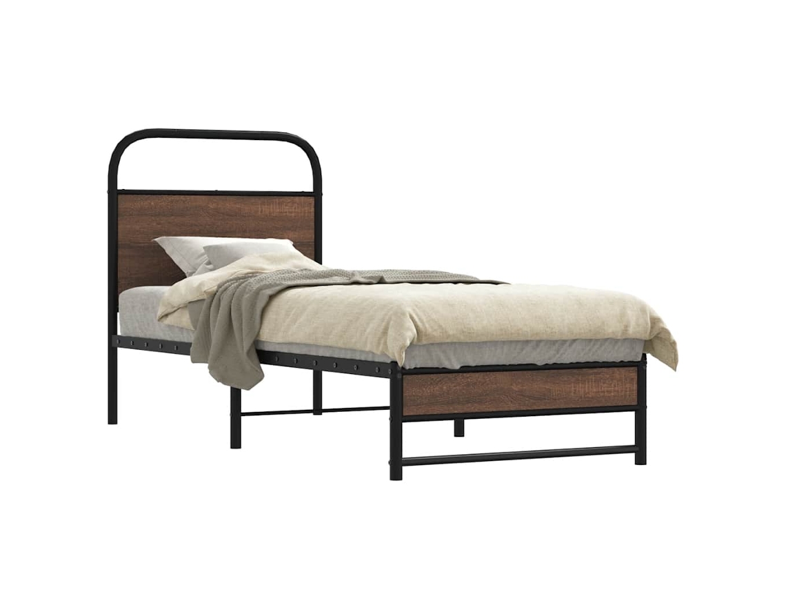 Vidaxl Estrutura Cama S/ Colchão Derivados Madeira Carvalho Castanho