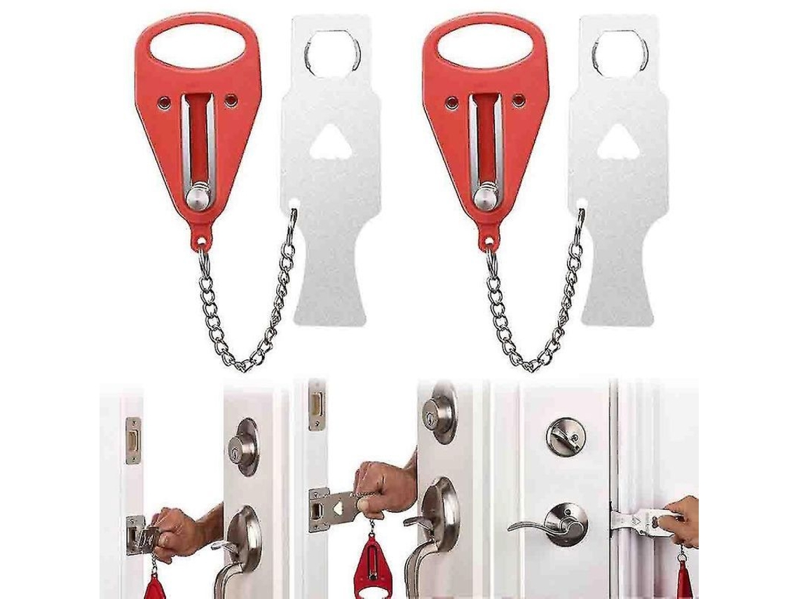 Cerradura Portátil De Segurança Para Porta Melhorada 2 Peças Para Apartamentos Hotel Viagens Dormitório