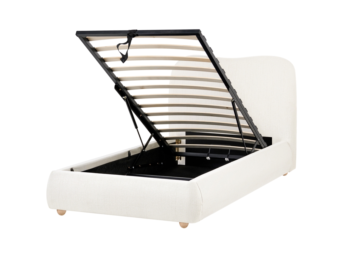 Cama Con Almacenaje Beliani Blagnac De Tela Blanco 110x227x98