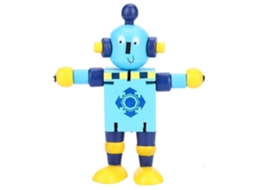 Primerox brinquedo de Robô de Madeira Fofo para Crianças Brincar e Aprender Educação (azul)