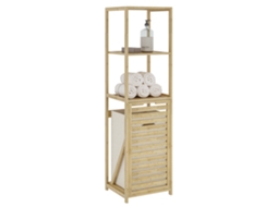 Estante De Casa De Banho Com Cesto Anun Bambu 130x36x33 Cm - Natural/beige [EN.CASA]